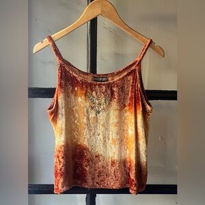 Lovely 90’s Passport Golden Brown Velvet Tank Top
